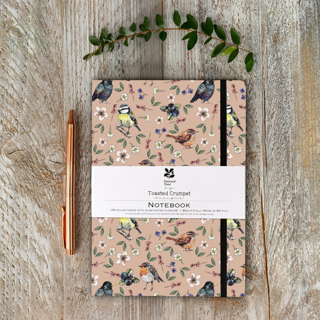 Garden birds lined pocket notebook (A5)