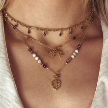 Load image into Gallery viewer, Monstera leaf gemstone pendant necklace