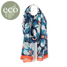 Load image into Gallery viewer, Mix graphic flower print scarf - blue