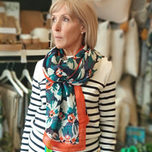 Load image into Gallery viewer, Mix graphic flower print scarf - blue