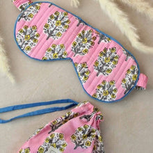 Load image into Gallery viewer, Block print floral print eye mask & bag