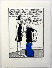 Load image into Gallery viewer, Popeye makes his first pass at Olive Oyl framed print