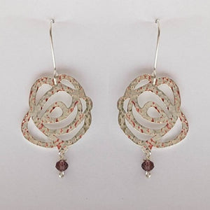 Bespoke Raindrops on Roses jewellery - brass earrings