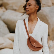 Load image into Gallery viewer, Leather slim half moon bags