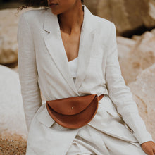 Load image into Gallery viewer, Leather slim half moon bags