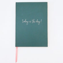Load image into Gallery viewer, Dark green slogan hardback notebook