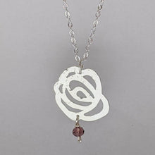 Load image into Gallery viewer, Bespoke Raindrops on Roses jewellery - silver pendant
