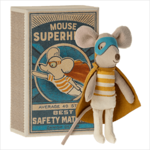 Superhero mouse in a matchbox