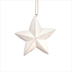 Wooden white hanging star Xmas dec - small