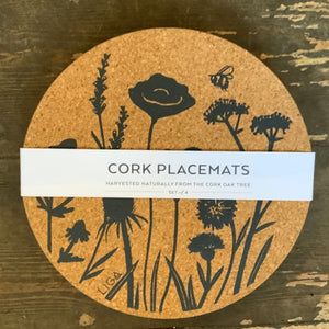 Cork placemats - wildflower - set of 4