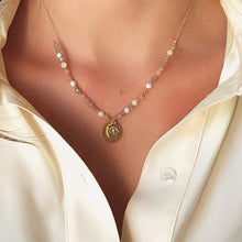 Load image into Gallery viewer, Zeus dusky pink gemstone beaded necklace