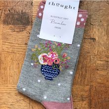 Load image into Gallery viewer, Flora flower socks - mid grey marle