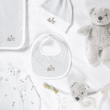 Load image into Gallery viewer, Bears & balloons swaddle blanket & hat set