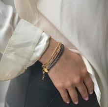 Load image into Gallery viewer, Handmade Hulusai black & gold woven bracelet