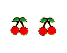 Load image into Gallery viewer, Cherry enamel earrings
