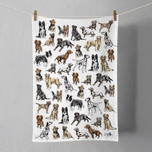 Load image into Gallery viewer, Lots of dogs tea towel
