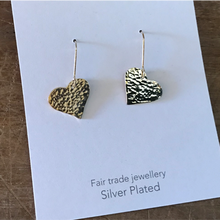 Load image into Gallery viewer, Silver plated heart earrings
