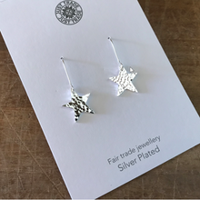 Load image into Gallery viewer, Silver plated star earrings