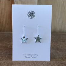 Load image into Gallery viewer, Silver plated star earrings
