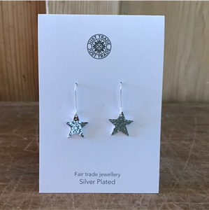 Silver plated star earrings