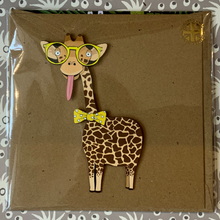 Load image into Gallery viewer, Bow tie giraffe 3D card