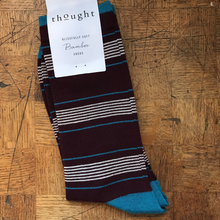Load image into Gallery viewer, Edoardo bamboo striped socks - wine red