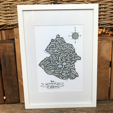 Load image into Gallery viewer, City of St Albans map black map in black frame