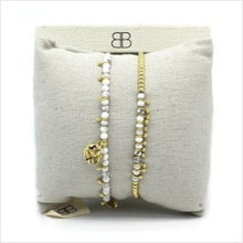 Load image into Gallery viewer, Handmade Alexandria 2 layered white & gold stack bracelet
