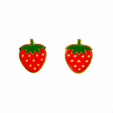 Load image into Gallery viewer, Strawberry enamel earrings
