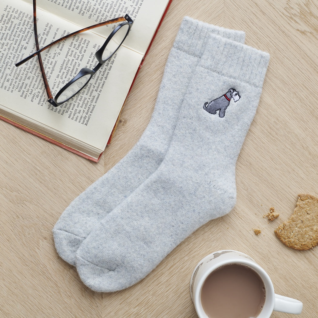 Dog walker socks - schnauzer (grey)