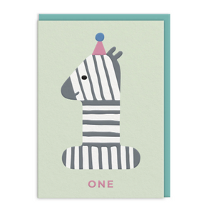 1 zebra birthday card