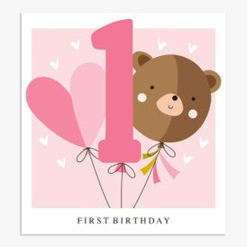 1st Birthday pink card – Raindrops on Roses - St Albans