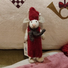 Load image into Gallery viewer, White boy mouse w/ hat &amp; scarf, red trousers - small
