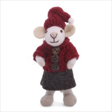 Load image into Gallery viewer, White girl mouse w/ hat &amp; jacket, brown skirt - small
