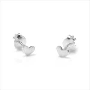 Silver heart studs - happy birthday