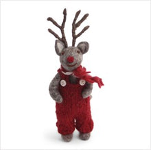 Load image into Gallery viewer, Christmas dec - grey Rudolf w/ red trousers - small
