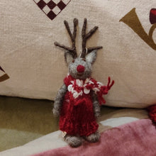 Load image into Gallery viewer, Christmas dec - grey Rudolf w/ red trousers - small
