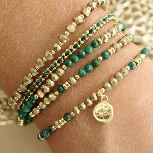 Emerald 3 layer bracelet stack