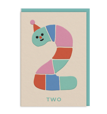 2 rainbow worm birthday card