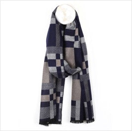 Check scarf - navy & grey