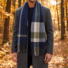 Load image into Gallery viewer, Ralph check scarf - khaki &amp; navy
