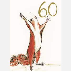 Age 60 dancing red squirrel card