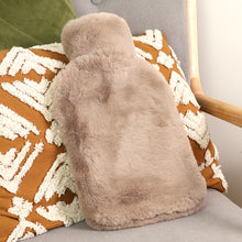 Load image into Gallery viewer, Faux fur hot water bottle - soft taupe

