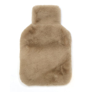 Faux fur hot water bottle - soft taupe