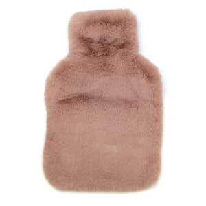 Faux fur hot water bottle - dusky pink