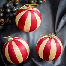 Load image into Gallery viewer, Xmas decs - striped bauble - red
