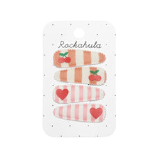 Load image into Gallery viewer, Cherry stripe fabric clip set

