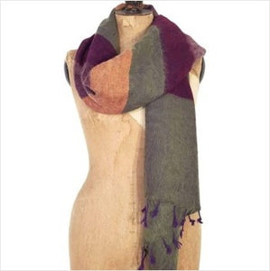 Acorn scarf - raspberry, peach, moss & magenta