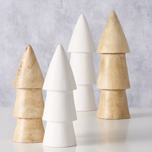 Wooden trees Xmas decs - white