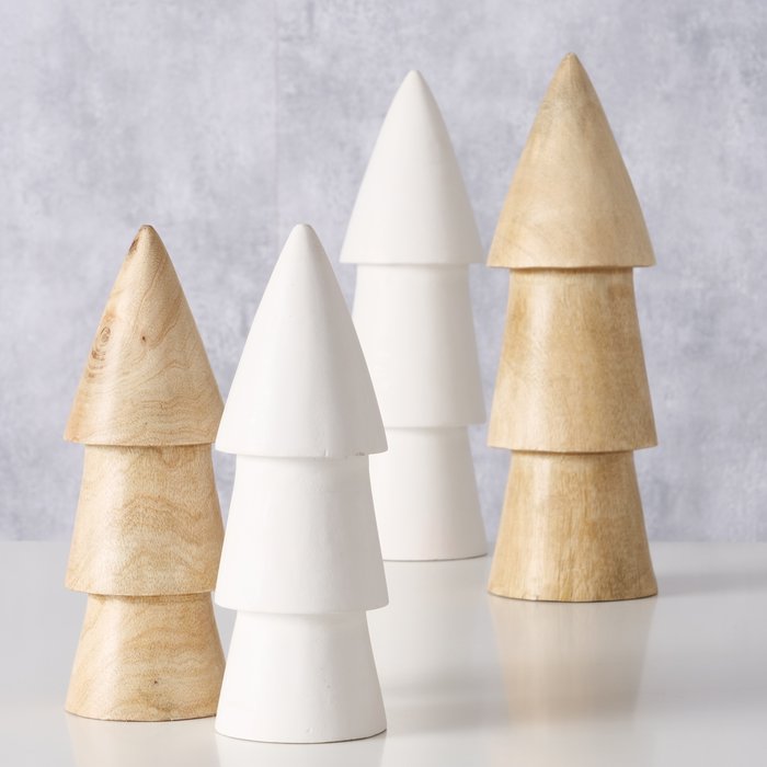 Wooden trees Xmas decs - white